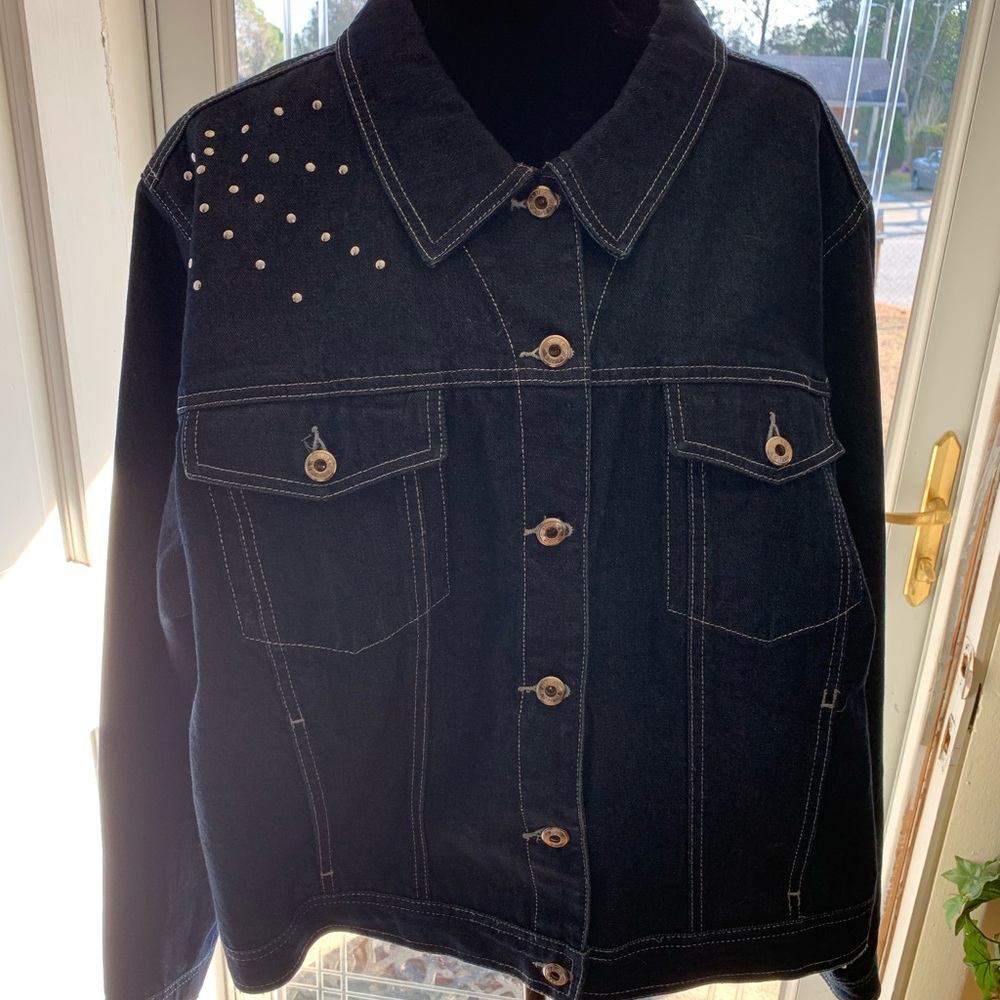 Adriana Sport Women's  Long Sleeve Denim Studded Jacket
